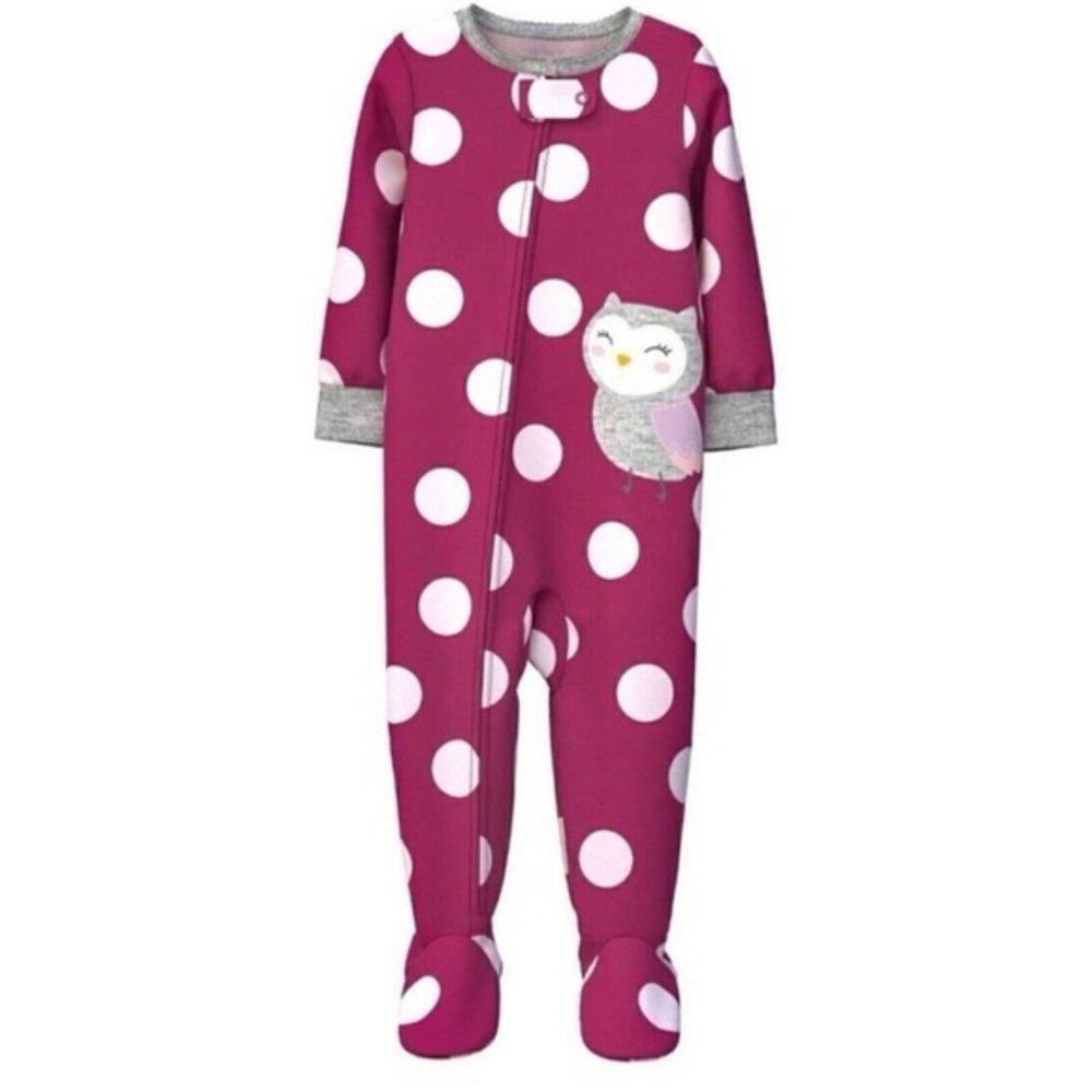 Carter’s Owl Fleece Zip-Up Sleep & Play Footie Pajamas Fleece Sleeper Size 12 M